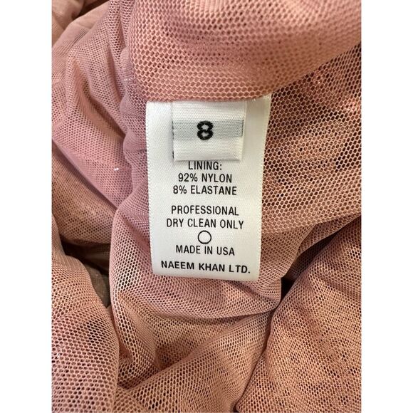 NWT Naeem Khan Crisscross Halter Open Back Bodycon Sequin Evening Gown Pink Sz 8 - Picture 11 of 11
